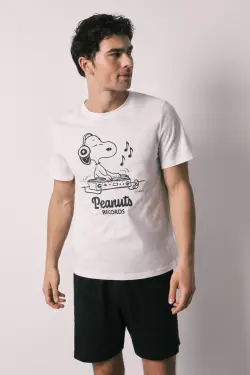 Мужская короткая хлопковая пижама Snoopy