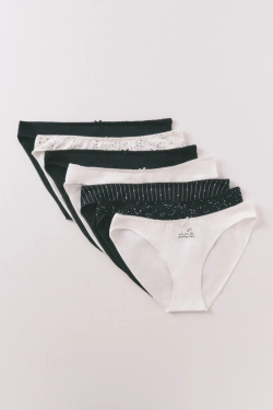 Набір із 7 класичних трусиків із бавовни в чорному та білому кольорах