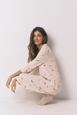 Нічна сорочка середньої довжини з бавовни з принтом