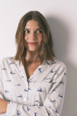 Длинная пижама из 100% хлопка серая с принтом