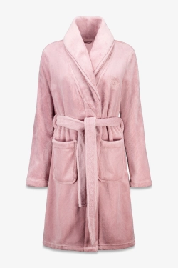 Рожевий оксамитовий халат міді з флісу