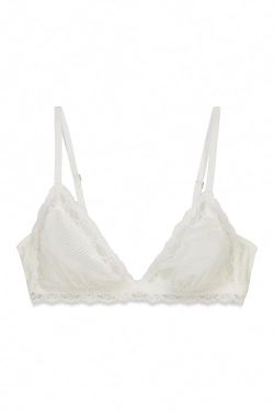 NATURAL Білий трикутний бюстгальтер із мікрофібри та мережива