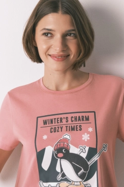 Рожева бавовняна піжама Pingu