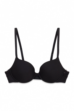 BEAUTIFUL Чорний класичний бюстгальтер з мікрофібри в рубчик