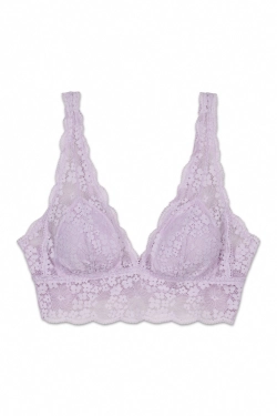 Бузковий бюстгальтер-бралетт халтер із мереживом