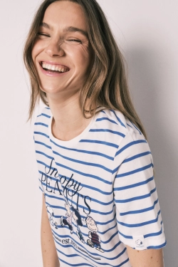 Короткая ночная сорочка Snoopy из хлопка в полоску