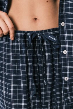 Синя бавовняна класична піжама в клітинку