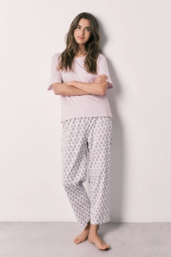 Розовая пижама из 100% хлопка с принтом