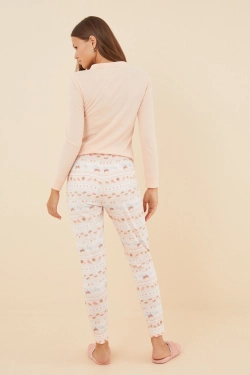 Длинные осенние пижамные брюки из 100% хлопка с принтом