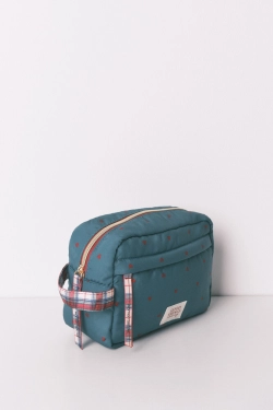 Середня зелена нейлонова косметичка з принтом у вигляді сердець