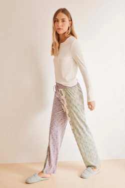 Довгі піжамні штани з бавовни в стилі пэчворк