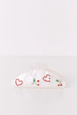 Біла мармурова заколка зі стразами