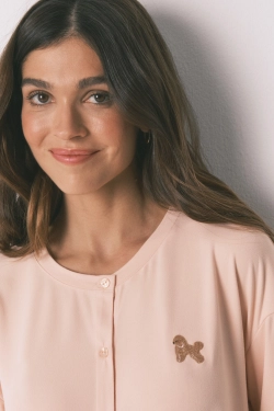 Довга піжама зі м’якої трикотажної тканини, з принтом собачок