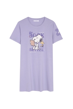Бузкова нічна сорочка Snoopy з бавовни