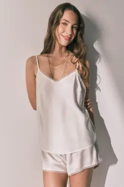 Короткая пижама из сатина