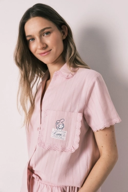 Коротка піжама сорочкового типу з бавовни