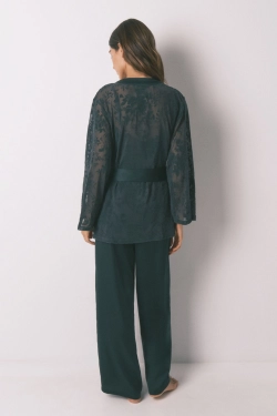 Зелений атласний піжамний комплект