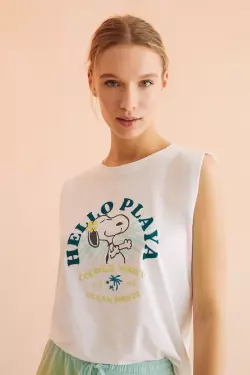 Белая майка Snoopy из 100 % хлопка