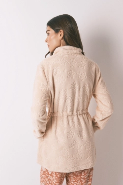 Теплий флісовий халат міді з квітковим принтом