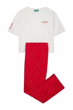 Довга бавовняна піжама з принтом