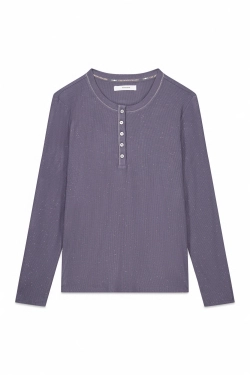 Сірий лонгслів у рубчик із люрексом