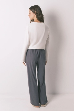 Серые широкие брюки из фактурного флиса