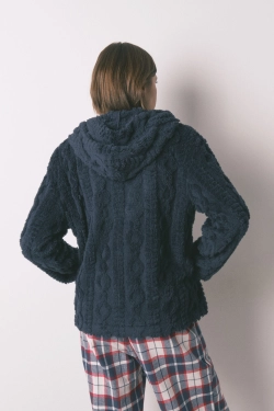 Короткий халат із супер-м'якого флісу з капюшоном