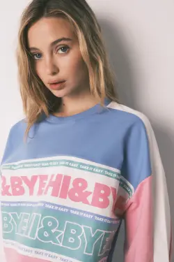 Свитшот из хлопкового флиса color block
