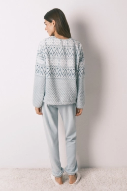 Зелена флісова піжама з орнаментом