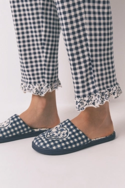 Довга піжама з бавовни в клітинку