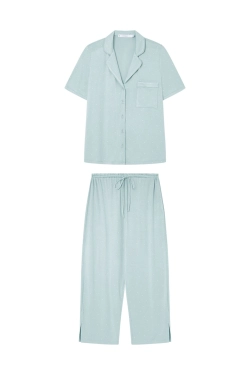 Классическая пижама Ecovero™ в горошек синего цвета