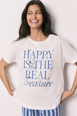 Хлопковая пижама Snoopy с коротким рукавом