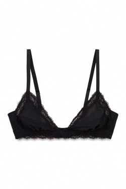 NATURAL Черный треугольный бюстгальтер из микрофибры и кружева