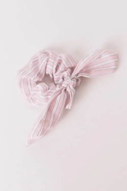 Рожева резинка в смужку з бантом