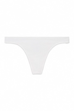 Білі безшовні трусики-танга в рубчик з люрексом