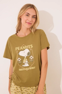 Короткая пижама цвета хаки Snoopy