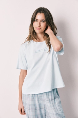 Піжама бавовняна синя в клітинку