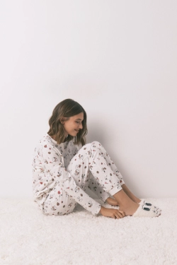 Довга біла піжама з бавовни Snoopy