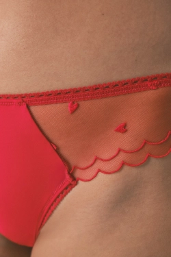 Трусики-танга червоного кольору  з вишивкою