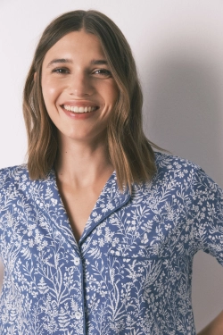 Синя бавовняна піжама з квітами