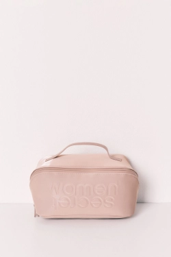 Коричнева середня косметичка з гумовим покриттям