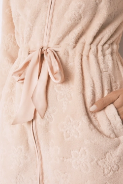 Теплий флісовий халат міді з квітковим принтом