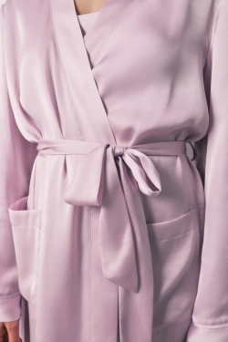 Атласний халат міді бузковий