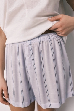 Короткая пижама в полоску из хлопка и вискозы