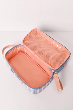 Середня подвійна косметичка з водонепроникного матеріалу в смужку