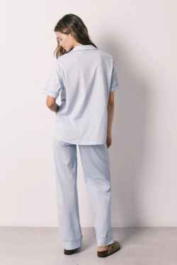 Піжама сорочкового типу зі 100% бавовни в смужку