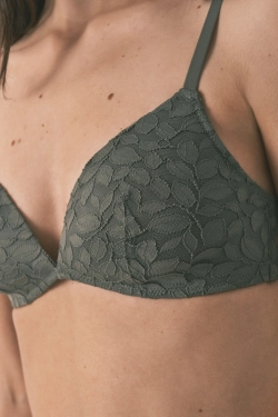 CHARMING Трикутний бюстгальтер з наповнювачем і мереживом кольору хакі