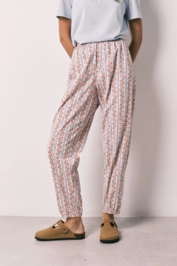 Штани carrot зі 100% бавовни з квітковим принтом