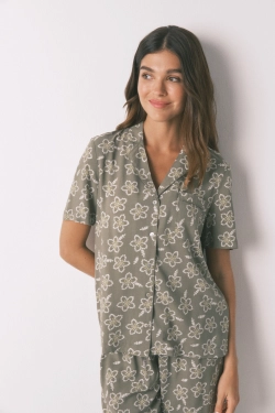 Вискозная пижама с цветочным принтом