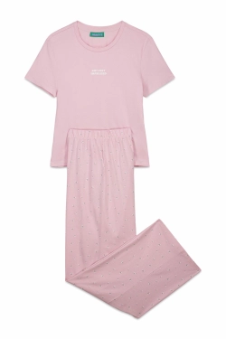 Длинная пижама из хлопка с принтом мини-цветов